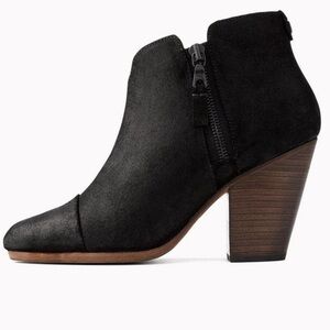 Rag & Bone Womens Margot Black Suede Block Heel Ankle Booties Size US 7 EU 37.5